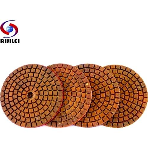 RIJILEI 4PCS Super 3 Inch Diamond Polishing Pads Copper Bond Wet Polishing Pad for Granite Marble Concrete Floor Grinding Disc