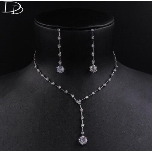 DODO Chic Constellation Jewelry Sets Shining AAA Zircon Necklace Long Earrings For Women Not Fade Real White Gold Color D15381