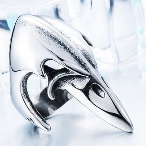 Nordic Odin Messenger Crow Skull Ring Mens Ring New Retro Long Beak Metal Ring Accessories Party Jewelry Size 7-11
