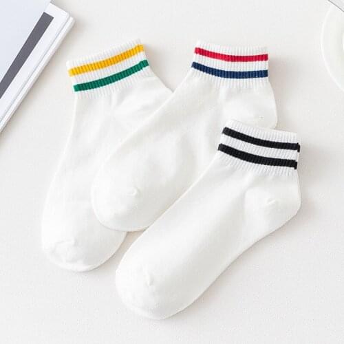 3 Pairs 1 Lot Striped Women Men Socks Set White Casual Socks Woman Man Summer Coton College Style Womens Socks Zapatos De Mujer