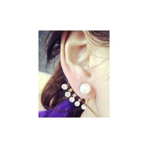 New 2020 European and American fashion shine after five imitation pearl inlay style earrings