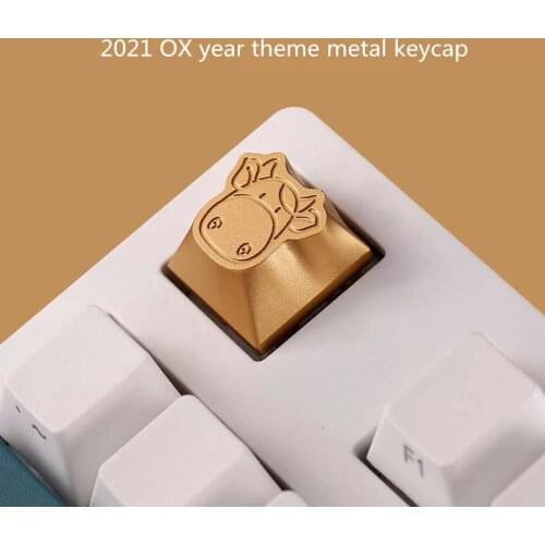 2021 new Year Theme OX Metal Keycaps ESC CNC Anodic Oxidation Aluminum Golden Keycap For Mechanical Keyboard Cherry Profile R4