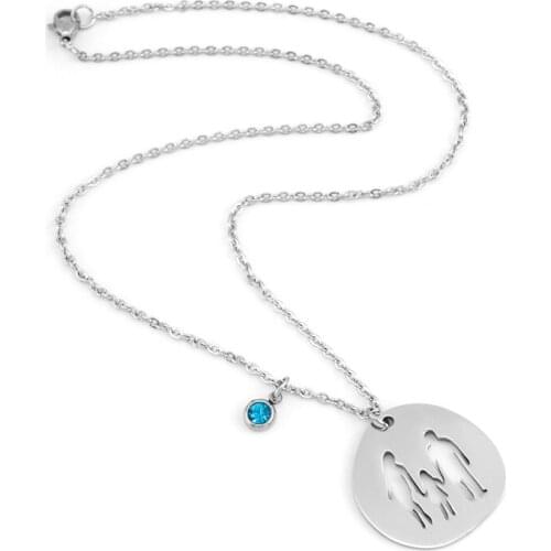 Family Love Mom Dad Daughter zodiac Necklaces Gifts Stainless Steel Pendants Girls Mothers Fathers Necklace For Children Kids