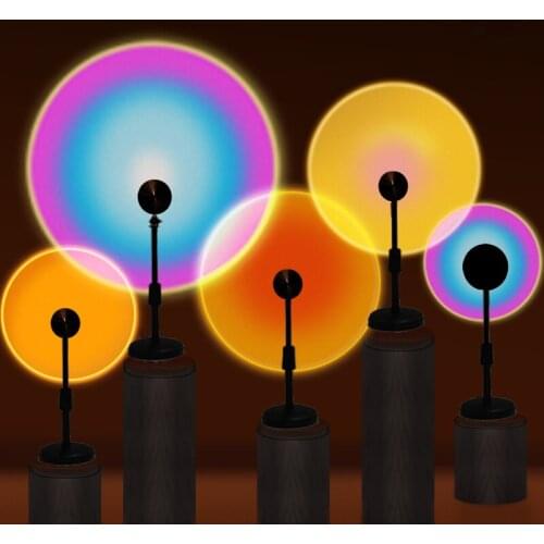 Sunset Projection Lamp Rainbow Atmosphere Night Light Sunset Light For Room Bedroom lights decor Background Wall Table Lamp