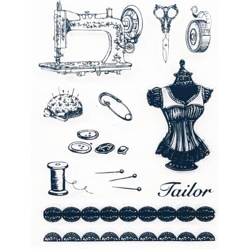 Sewing machine clothes Clear Stamps Silicone for DIY Scrapbooking Card Making Photo Album Crafts Template Decoration New Stamps
