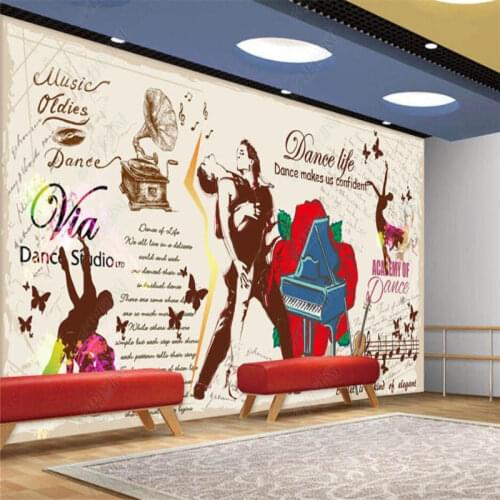 Retro Nostalgic Personality Dance Latin Dance Music Bar Wall Paper 3D Bar KTV Dance Studio Industrial Decor Mural Wallpaper 3D