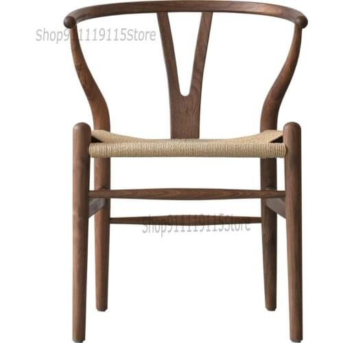 Nordic Solid Wood Rope Dining Chair Household Study Chair