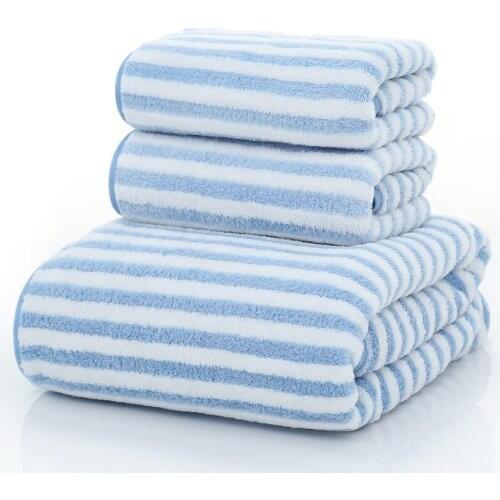 Super Absorbent Stripe Bath Towel Microfiber Soft Hand Face Hair Towel Cleaning Lint-Free Home Striped Shower Towels Bathroom
