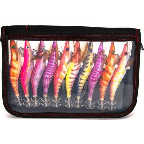 Luminous Squid Jigs 10Pcs Artificial 3D Eyes Simulation Fish Shrimp Baits with Hard Hook Tackle Fishing Accessory