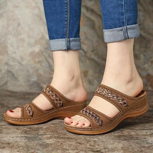 ZaWomen Summer Comfortable Ducks Roman Non-slip Casual Platform Wedge Sandals Soft Beach Loafers