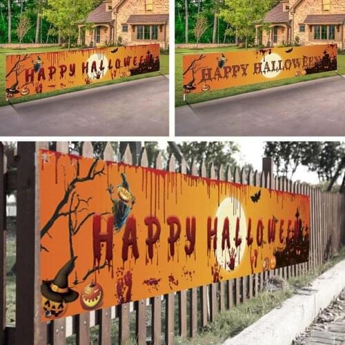 Outdoor Halloween Banner Pull Flag Decoration Celebration Decoration Supplies Hanging Porch Pull Background Party Foldable X7S9