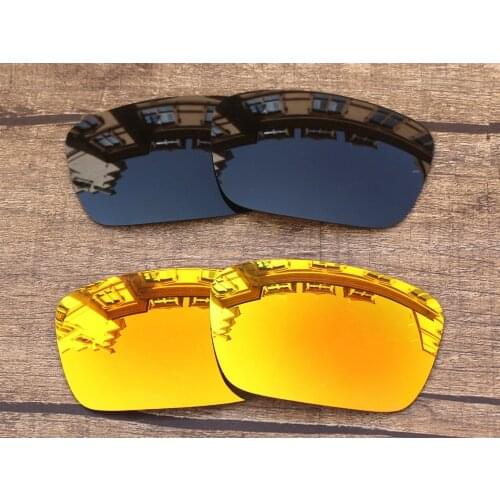 Vonxyz 2 Pairs Stealth Black & Ruby Mirror Polycarbonate Replacement Lenses for-Oakley Fuel Cell Frame