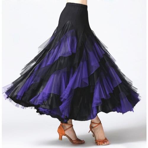 360 Degrees Women Ballroom Dance Clothes National Standard Dance Countrydance Waltz Big Swing Skirt Mesh Long Skirts