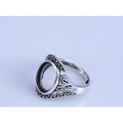 CoLife Jewelry Vintage Empty Ring Setting Base for Jewelry DIY Solid 925 Silver Ring Adjustable Blank Ring Base