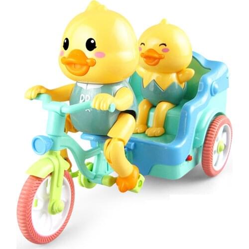 Yellow Duck Stunt Electric Tricycle Toy Car with Light Effects Rotating Super Trick M09