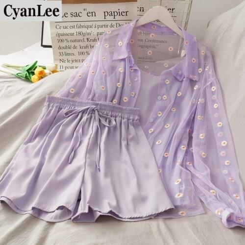 Cyanlee Summer 2020 Women Three Piece Sets Casual Linen Tops + Shorts Elastic Waist Belt Wide Leg Pants Suit 3 Pcs Ladies Sets