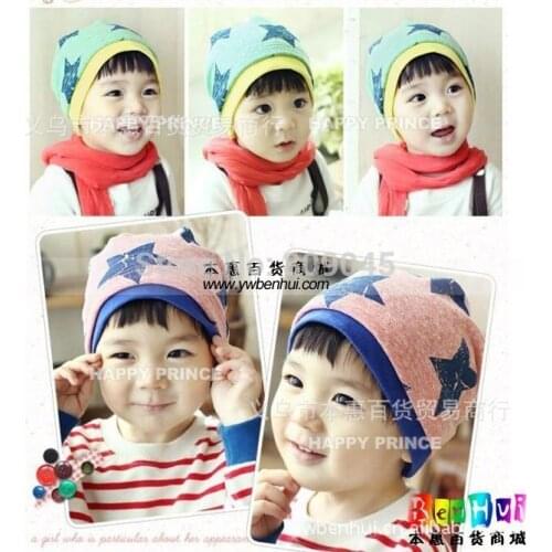 Winter warm knitted hats for boy/girl/kits hats infants caps for chilldren Ear protection five-pointed star cap 5pcs/lots MC08
