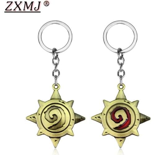 ZXMJ WOW Hearthstone: Heroes of Warcraft Keychain Keyring Hearth Stone Logo Vintage 2 Colors Chaveiro for Game fans gift