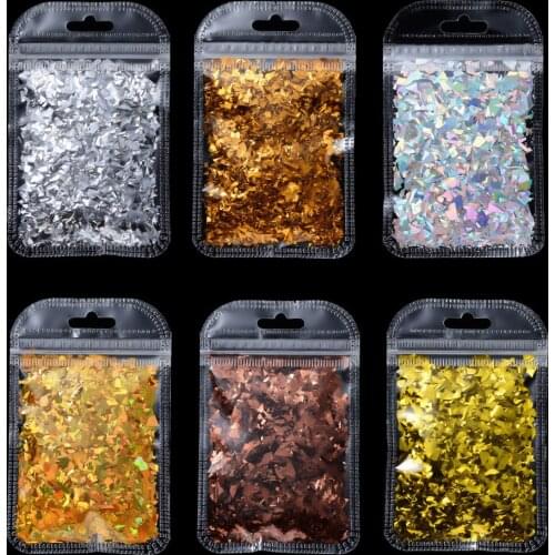 1Box Flakies Sequins Colorful Quadrangle Nail Power Laser Silver Reflective Nail Glitter Dust Fine Shiny DIY Nail Art Decoration
