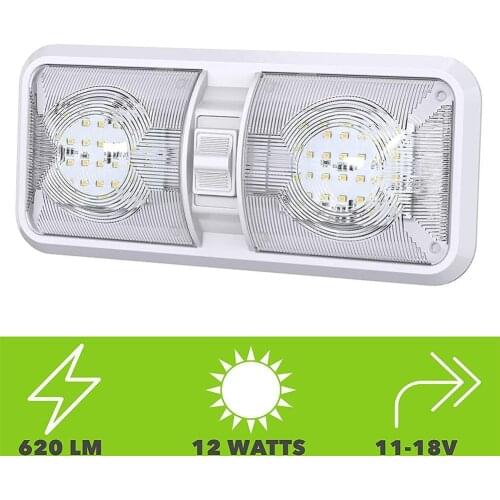 5 PCS LED RV Lights 12V 48 LED Interior Double Dome Ceiling Light For RV Boat For Camper Trailer White Caravan Accessories