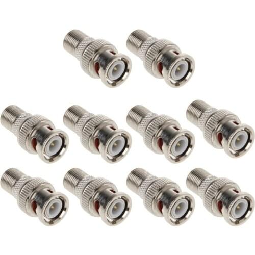 10Pcs/Set BNC Male Plug To F Female Jack Coax Connector Adapter for CCTV Camera