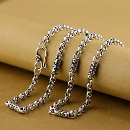 100% genuine 925 sterling silver jewelry Thai silver refined mens O-shaped necklace