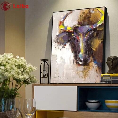 Diamond Painting Abstract animal art, bull head Rhinestone 5D DIY Diamond Embroidery,Cross Stitch,diamond Mosaic Sale