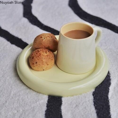 European-style White Round Ceramic Plate Household Creative Dish 8 Inch Steak Plate Kitchen Storage Tray Restaurant Tableware