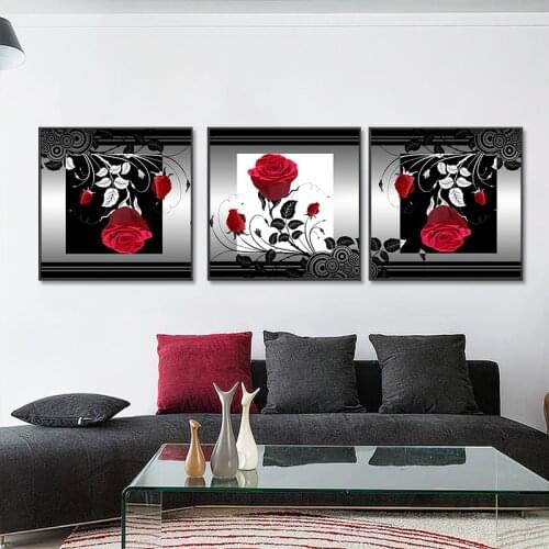 Black and White Red Rose Posters and Prints Minimalist Canvas Painting Nordic Wall Wall Art Picture or Living Room Home Decor