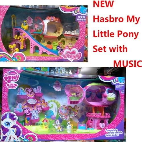 New Hasbro My Little Pony Toys Set Electric Music Pumpkin House Ferris Wheel Anime Action Figures Toy Model Fashion Girls Toy