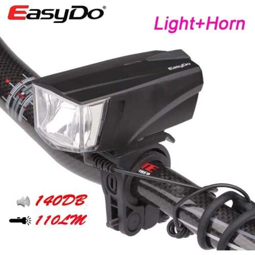 Easydo 2in1 Bicycle Light Electric Horn StVZO Certification MTB Road Bike LED Headlight 140 dB Electric Bell Cycling Accessories