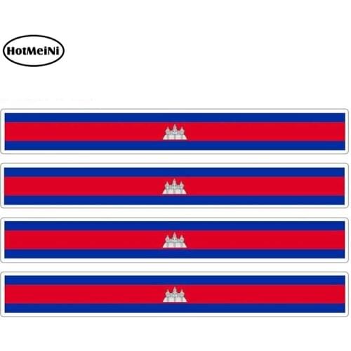HotMeiNi 13cm x 1.7cm 4pcs Car Stripe Motorcycle Racing Flag Sticker Car Bumper Decal Bike Moto Tuning Cambodia Car Stickers