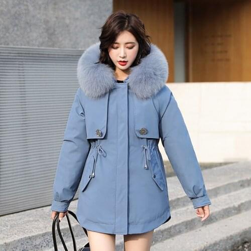 Short Hooded Cotton Liner Parka With Fur Collar Winter Jackets For Women 2021 New Casual Slim Parka Coat Three Ways To Wear