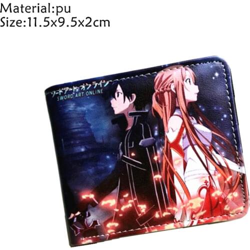 Sword Art Online SAO Kazuto Wallet Anime PU Short Bifold Photo Card Holder Layers Purse Men Women Zip Coin Pocket Leather Gift