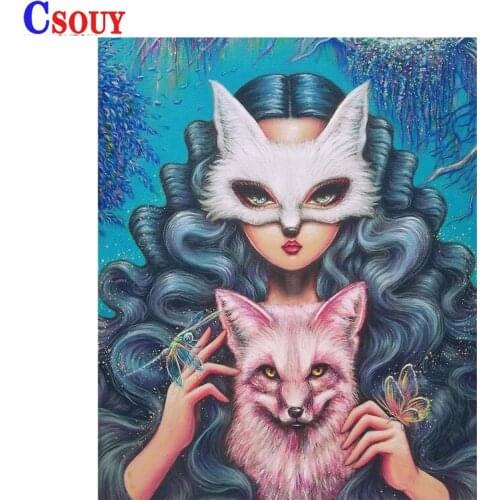 Beauty Mask Cat 5D Diamond Painting Cross Stitch Diamond Embroidery Diamond Mosaic Drawing Full Square / Round Drill Rhinestones