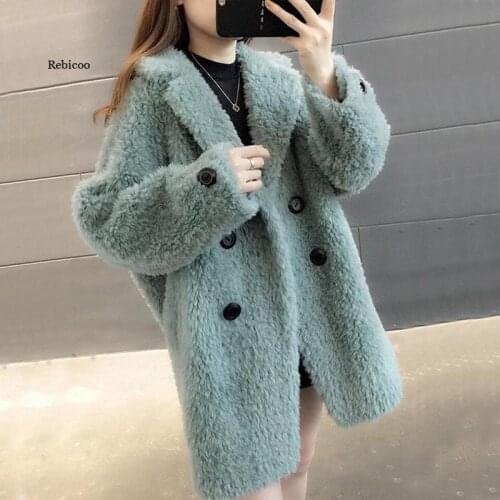 Women Winter Jackets Real Wool Fur Coat Warm Female Jacket Sheep Shearing Coats Lady Double Breasted Outerwear Parkas