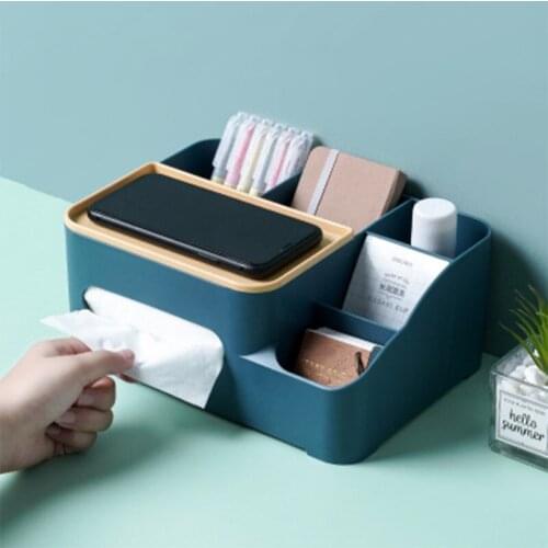 Nordic Multifunctional Tissue Box Remote Control Home Living Room Storage Box Simple Pumping Box Desktop Plastic Tissue Box