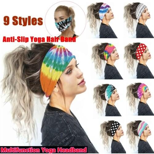 Fashion Women Elastic Printed Wide Headband Sports Yoga Gym Running Hair Band Turban Headwraps Headwear Sports Accessories