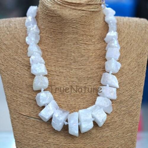 Fashion Crystal Quartz Nugget Necklace Clear Crystal Free Form Charm Beads Bohemian Jewelry Necklace In 18 Inch NM6689