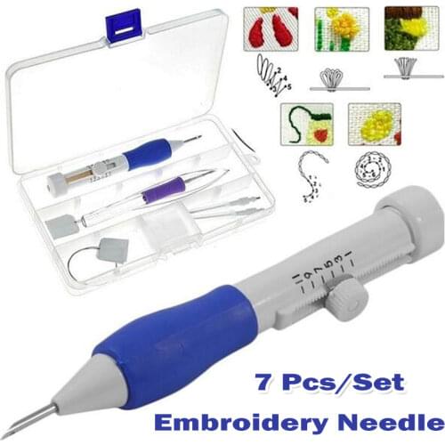 Embroidery Punch Needle Kit Stitching Tool Set Magic Embroidery Needle Pen Weaving Tool Knitting Sewing Tools for DIY Sewing