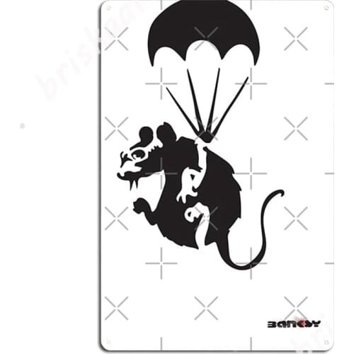 Banksy Rat With Parachute And Nuclear War Metal Signs Wall Cave Garage Club Printing Plaques Tin sign Posters