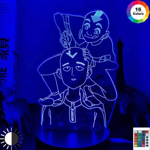 One Punch Man 3D Led Night Light Anime Lamp Saitama for Bedroom Decor Nightlight Kids Gift The Last Airbender Avatar Light Aang