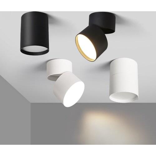 Dimmable LED Downlights Surface Mounted COB LED Spot Ceiling Lamps 9W 12W 16W Foldable And 350° Rotatable Background Living Room