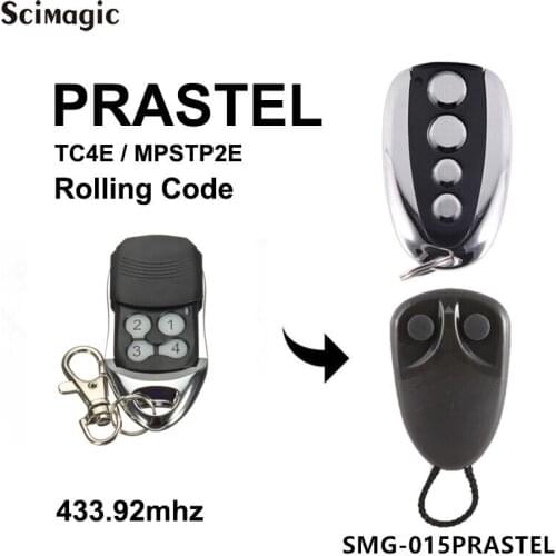 1pcs PRASTEL TC4E / MPSTP2E remote control 433mhz rolling code garage door opener PRASTEL handheld transmitter key fob remote