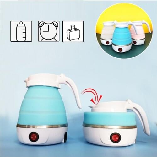 Foldable Electric Kettle Silicone Portable Water Kettle 600ml Mini Small Electric Kettles Travel Water Boiler Camping Kettles