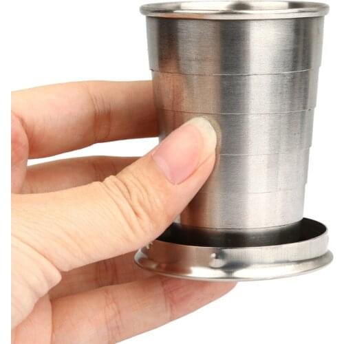 New Simple Design Mini Steel Travel Telescopic Collapsible Shot Glass Emergency Pocket Cup Keychain Hot Sale gift for Adults