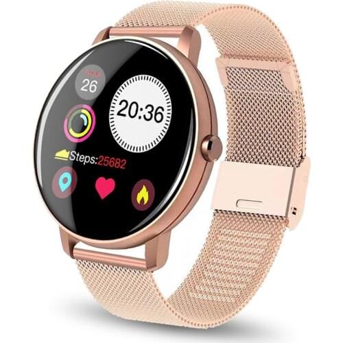 GIAUSA Glod Steel Full Touch Smart Watch Waterproof Heart Rate Monitor Women Message Reminder Men Smartwatch For Android ios