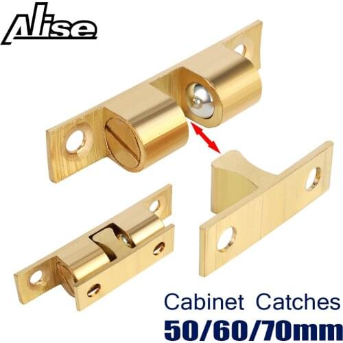 50/60/70mm Pure Copper Double Spring Steel Ball Catch Latch For Furniture Cupboard Cabinet Door Adjustable Closet Tension Latch