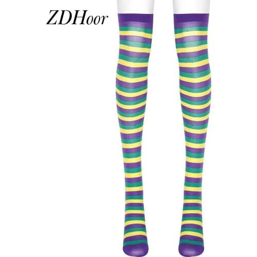 Women Girls Thigh High Stockings Carnival Party Decor Long Socks Costume Accessories Fashion Over Knee Stripe Stocking Clubwear