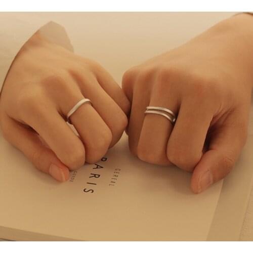 2020 New Couple Rings Geometry Minimalism Design Silvery Adjustable Size Engagement Best Jewelry For Women And Male